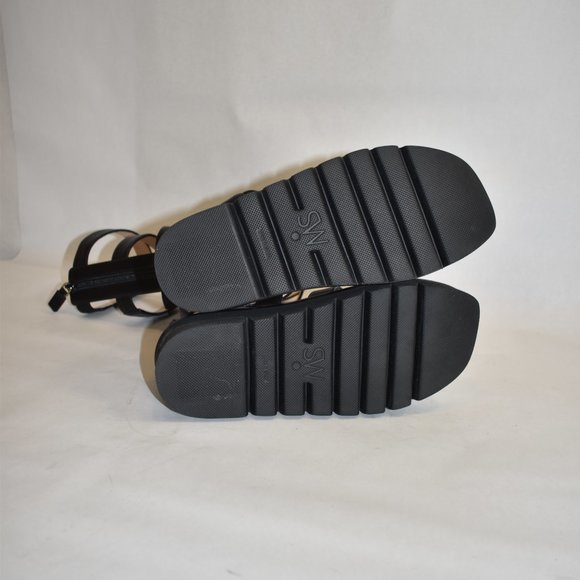 $550 Stuart Weitzman Gala Lift TALL Leather Sandal GLADIATOR BLACK 5 (PA4) - Picture 8 of 10